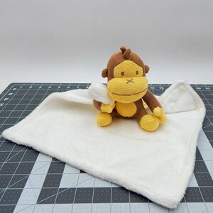 Sun Bum Baby Bum Duke The Knit Monkey Blanket Lovey Security Toy Grey Yellow
